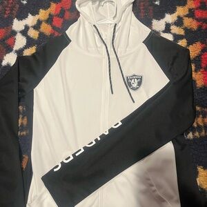 Raiders Fanatics Black and White Varsity Jacket